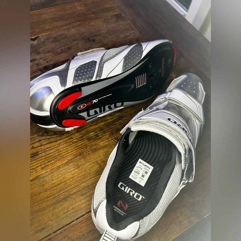 Giro Mele Tri Shoes, cycling shoes chrome & white, great shape (MB2)
